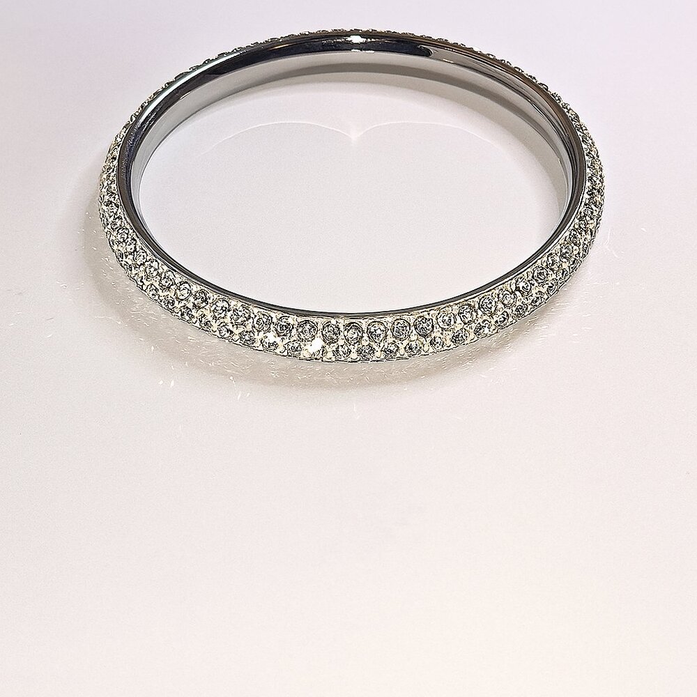 Elegant Silver‎ Crystal Bangle Bracelet - 8.5 Inches